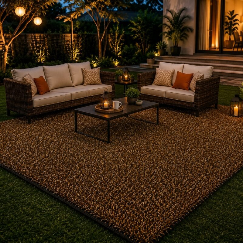 Linus golden and brown mono grass carpet close-up showing blended earthy turf texture