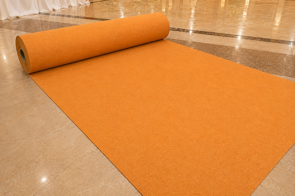 Felt texture in a warm golden brown blend — the Linus Special Carpet.