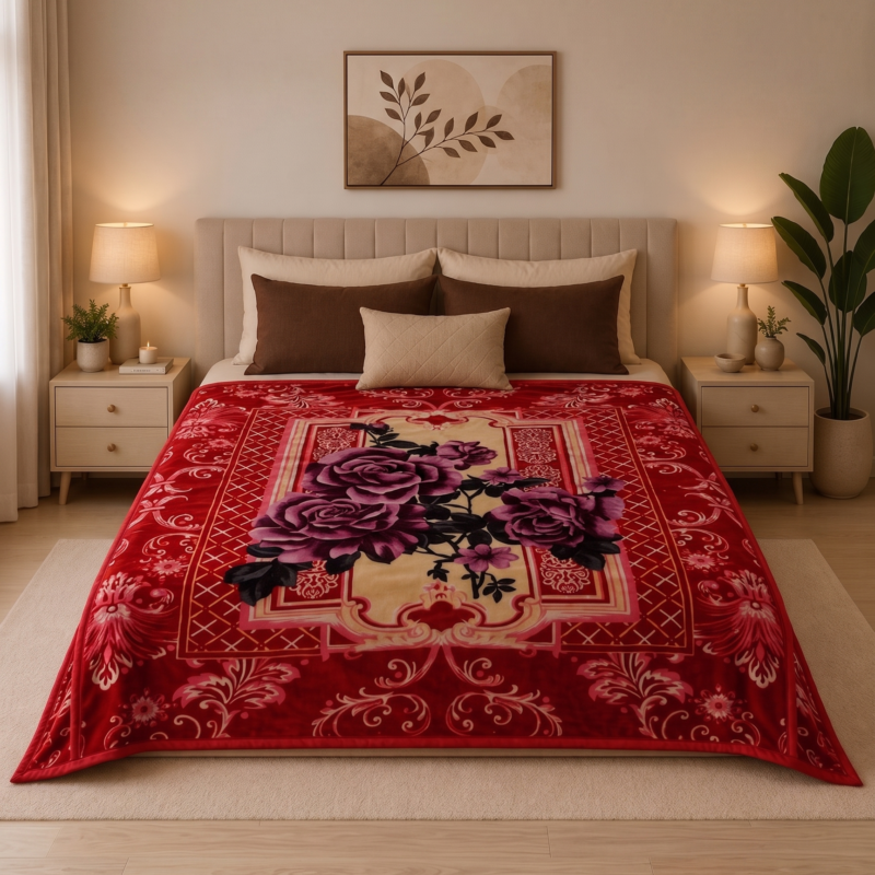 Rio Royal Crimson Red Blanket – Soft Single Ply Throw